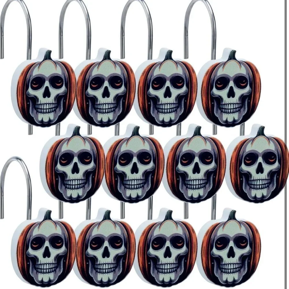Halloween Shower Curtain Hooks- Set of 12, Perfect for Bathroom